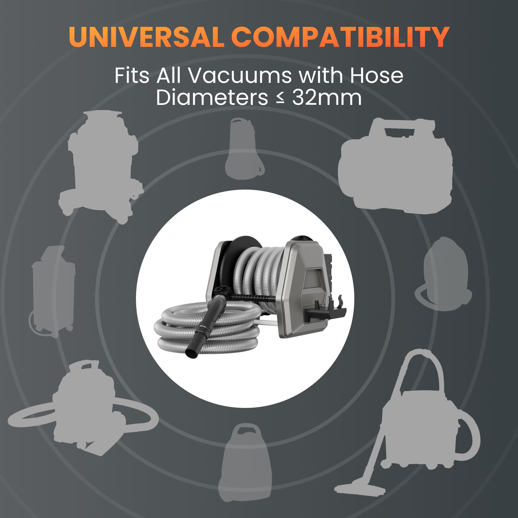 Retractable Vacuum Extension Hose Reel–10m–32mm