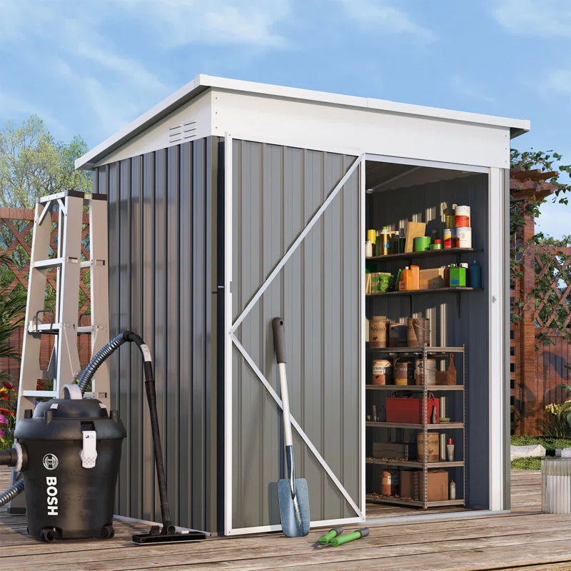 5 Ft. W X 3 Ft. D Metal Lean-To Garden Shed