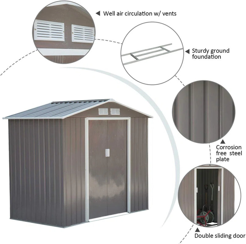 7 Ft. W X 4 Ft. D Metal Apex Garden Shed