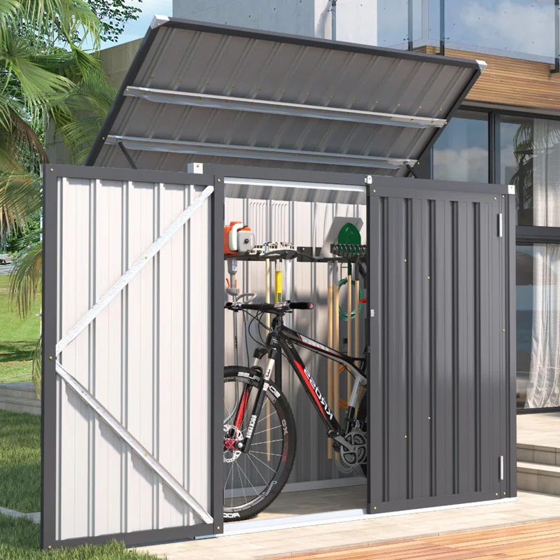 Waterproof 5 Ft. W X 3 Ft. D Metal Flat Storage Shed