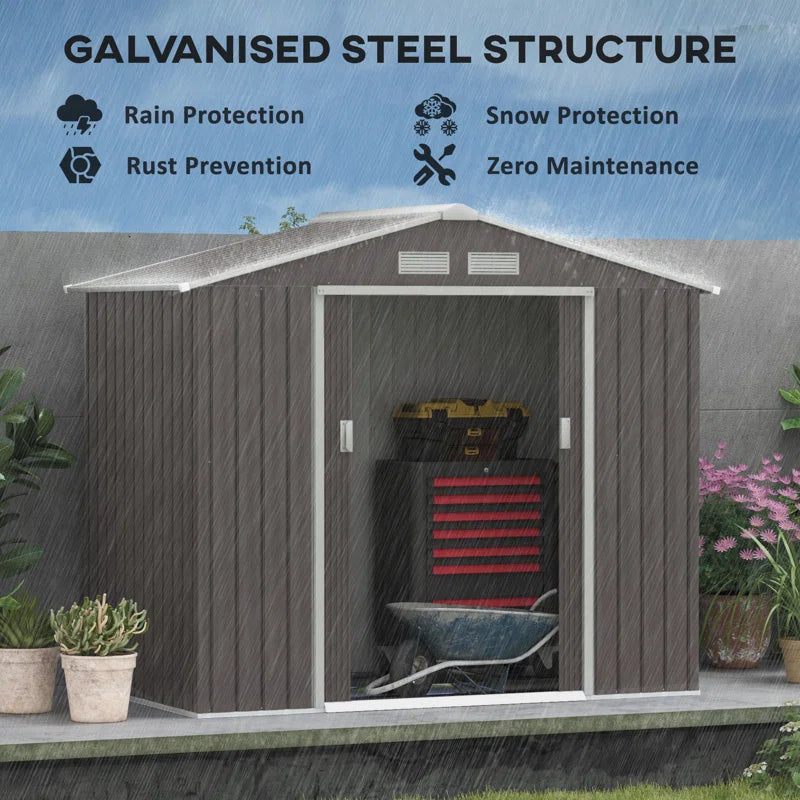 7 Ft. W X 4 Ft. D Metal Apex Garden Shed