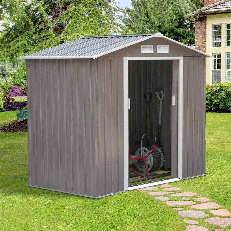 7 Ft. W X 4 Ft. D Metal Apex Garden Shed