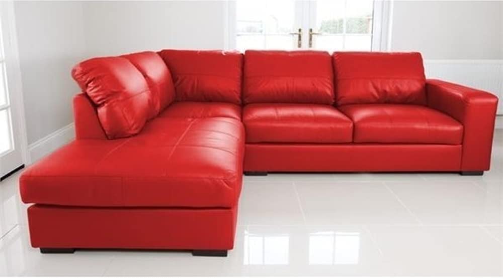 Modern Black Faux Leather Left Hand Corner Sofa