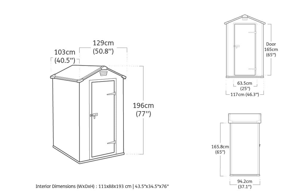 4x3ft Outdoor Garden Storage Shed with Weatherproof Design & Ventilation