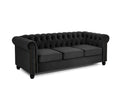 Home Detail Chesterfield Sofa Velvet Upholstered Couch in 2 Seater or 3 Seater Fabric Sofa in Grey, Blue, Black, Green, Gold (3 Seater, Grey)