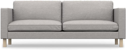 COMFORTLY 3-Seat Sofa Slipcover Replacement Hand Made Compatible with KARLSTAD Couch - COVERS ONLY (Linen Blends - Grey Beige)