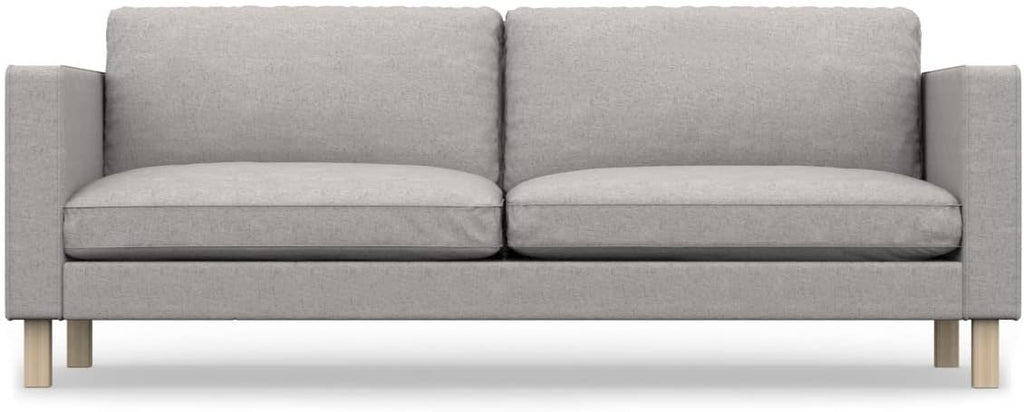 COMFORTLY 3-Seat Sofa Slipcover Replacement Hand Made Compatible with KARLSTAD Couch - COVERS ONLY (Linen Blends - Grey Beige)