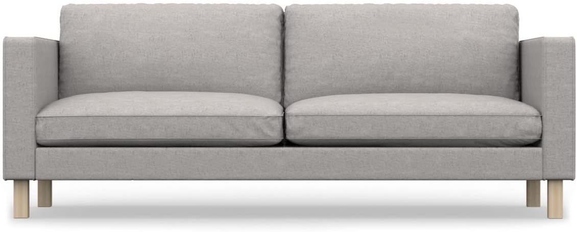 COMFORTLY 3-Seat Sofa Slipcover Replacement Hand Made Compatible with KARLSTAD Couch - COVERS ONLY (Linen Blends - Grey Beige)