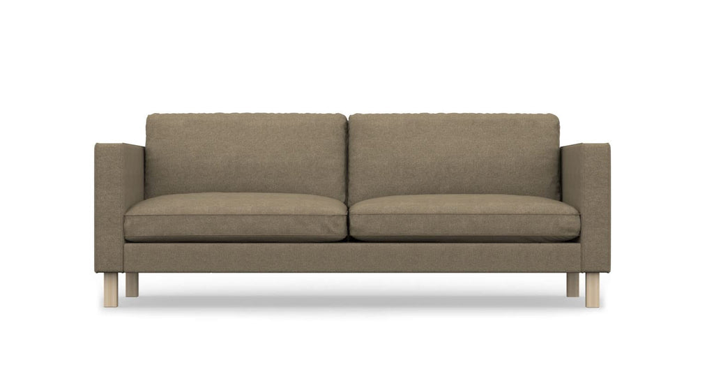 COMFORTLY 3-Seat Sofa Slipcover Replacement Hand Made Compatible with KARLSTAD Couch - COVERS ONLY (Linen Blends - Grey Beige)