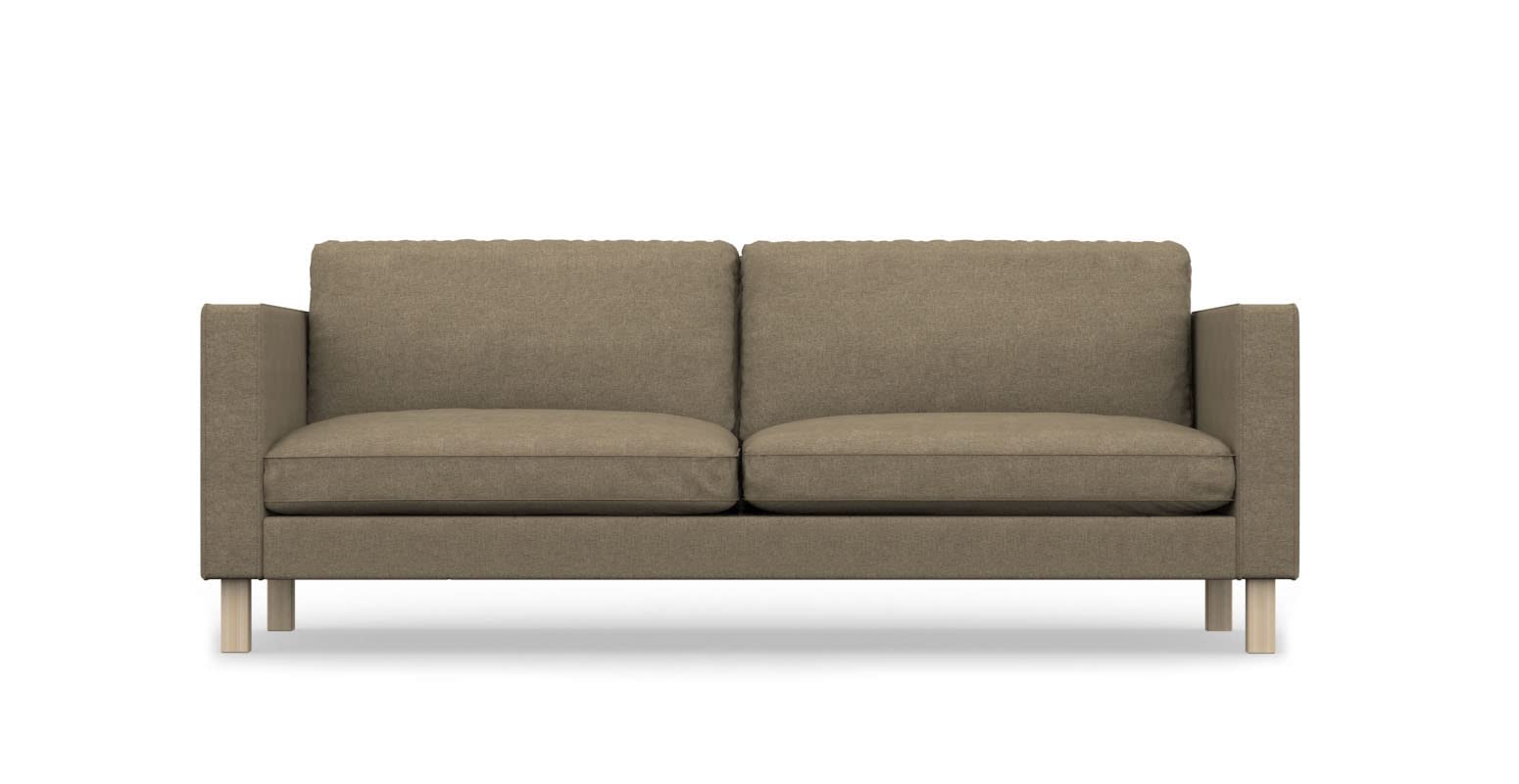 COMFORTLY 3-Seat Sofa Slipcover Replacement Hand Made Compatible with KARLSTAD Couch - COVERS ONLY (Linen Blends - Grey Beige)
