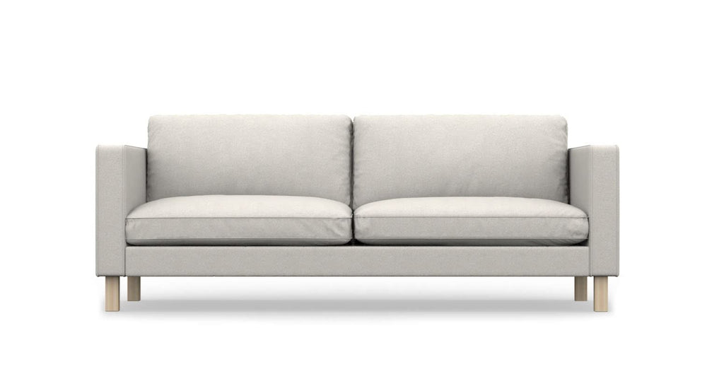 COMFORTLY 3-Seat Sofa Slipcover Replacement Hand Made Compatible with KARLSTAD Couch - COVERS ONLY (Linen Blends - Grey Beige)