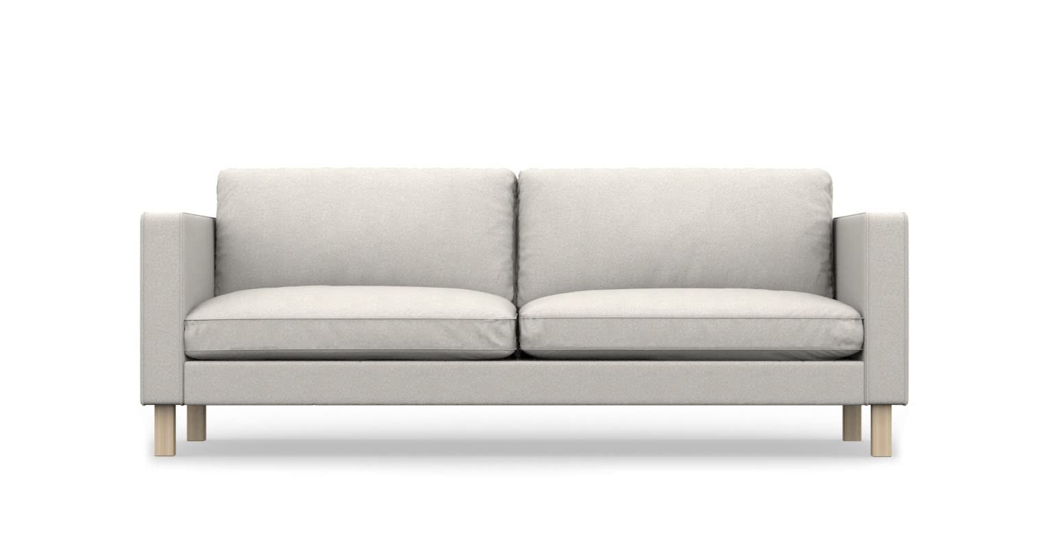 COMFORTLY 3-Seat Sofa Slipcover Replacement Hand Made Compatible with KARLSTAD Couch - COVERS ONLY (Linen Blends - Grey Beige)