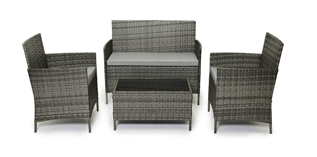4 Seater Rattan Garden Furniture Set with Coffee Table & Cushions