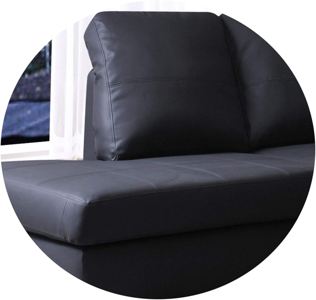 Modern Black Faux Leather Left Hand Corner Sofa