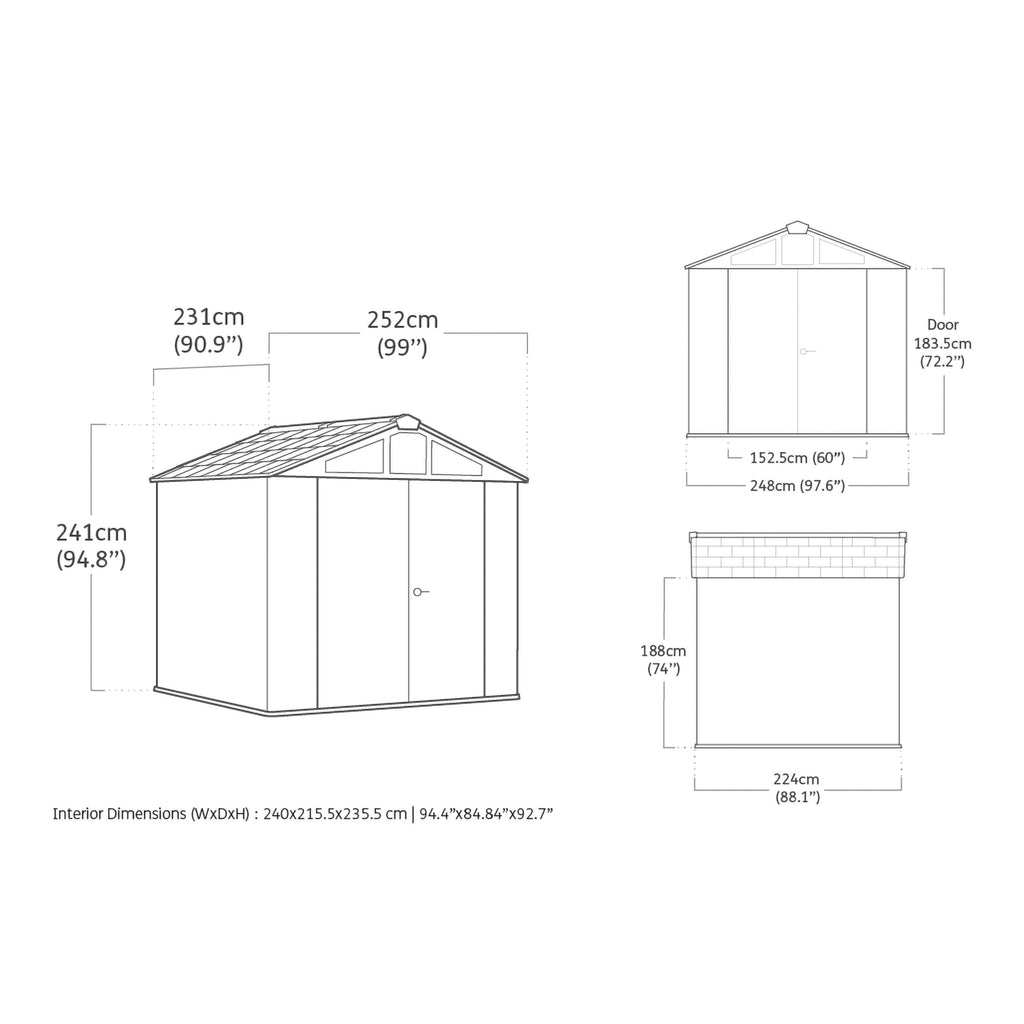 8x8ft Heavy Duty Outdoor Garden Storage Shed with Windows & Reinforced Roof