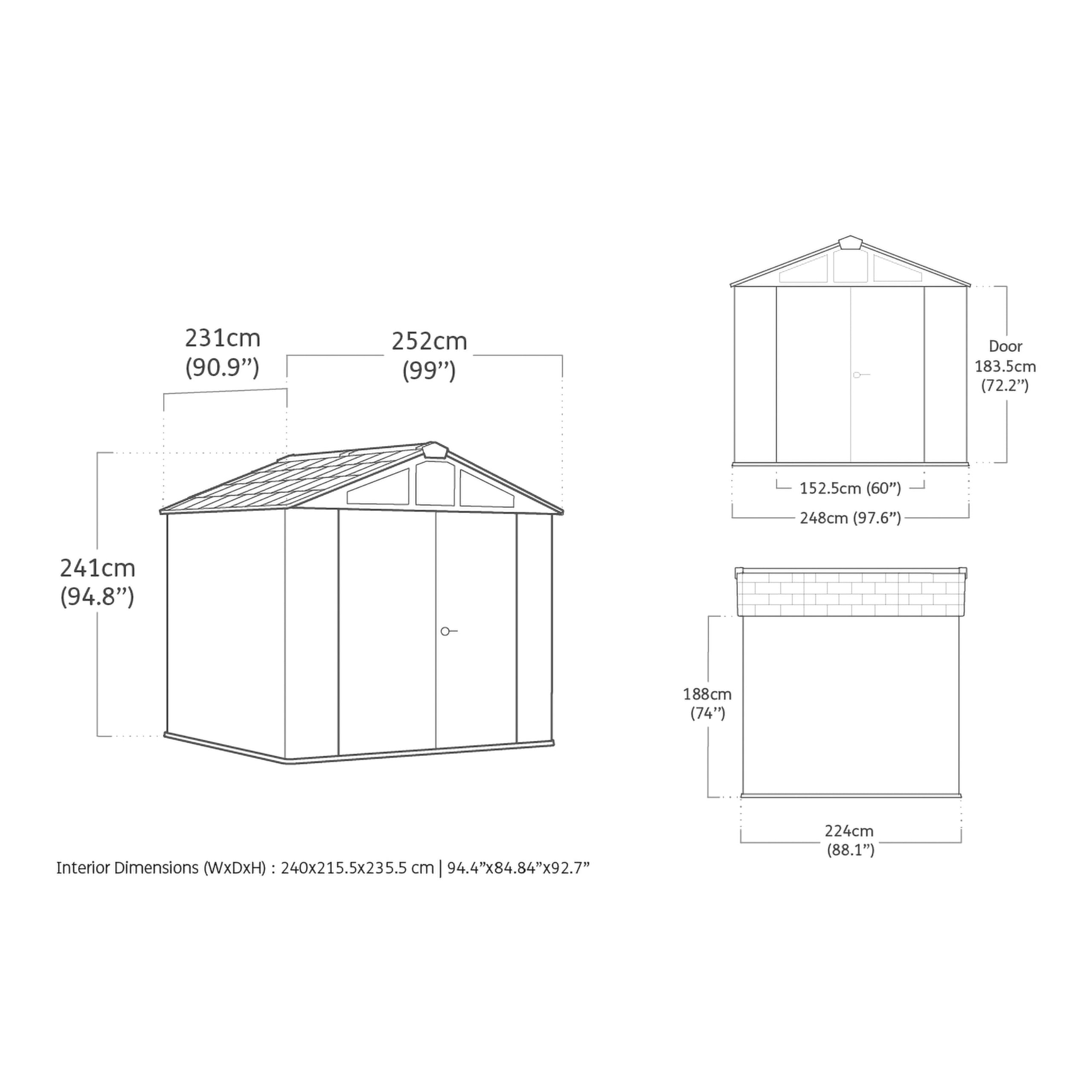 8x8ft Heavy Duty Outdoor Garden Storage Shed with Windows & Reinforced Roof