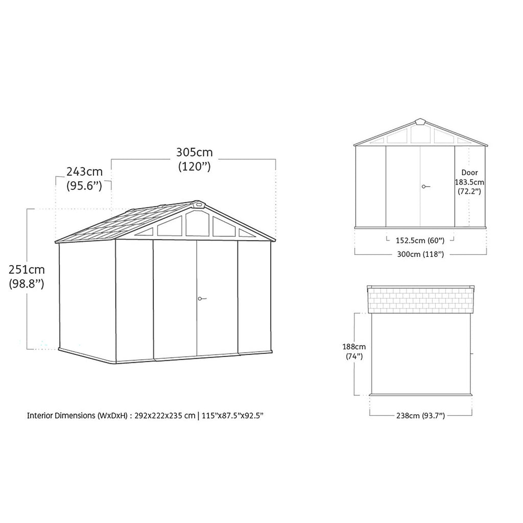 10x8ft Heavy Duty Outdoor Garden Storage Shed with Wide Doors & Ventilation
