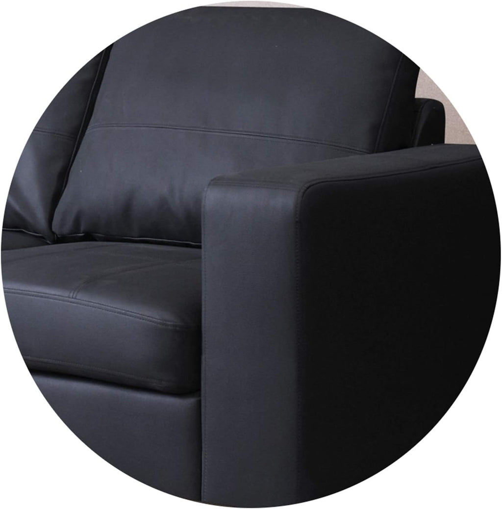 Modern Black Faux Leather Left Hand Corner Sofa