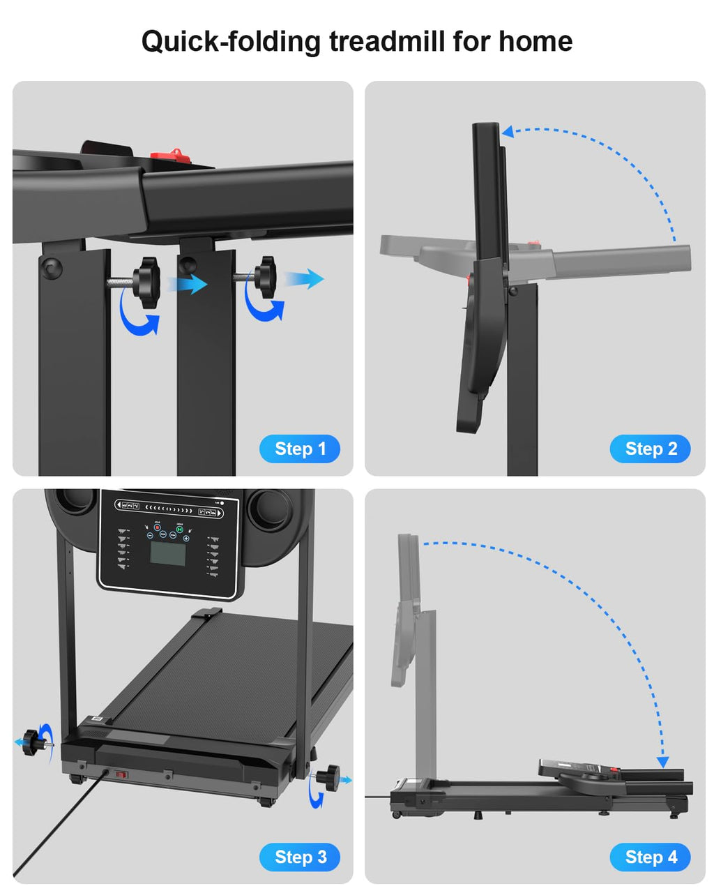 Foldable Walking Pad Treadmill with Handle, LCD Display & Compact Design