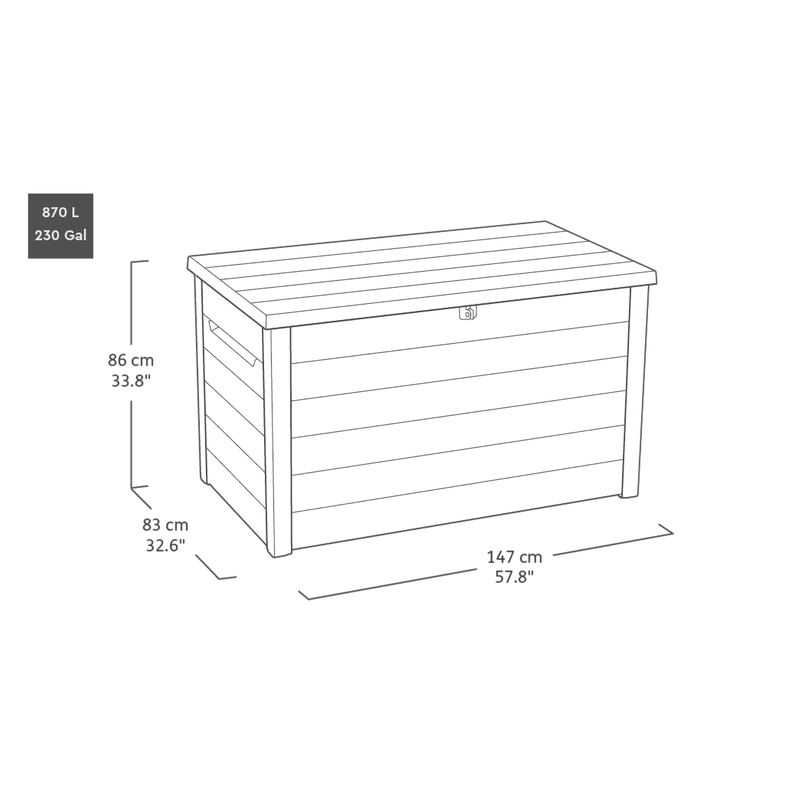 870L Large Outdoor Garden Storage Box with Lockable Lid & Extra Seating