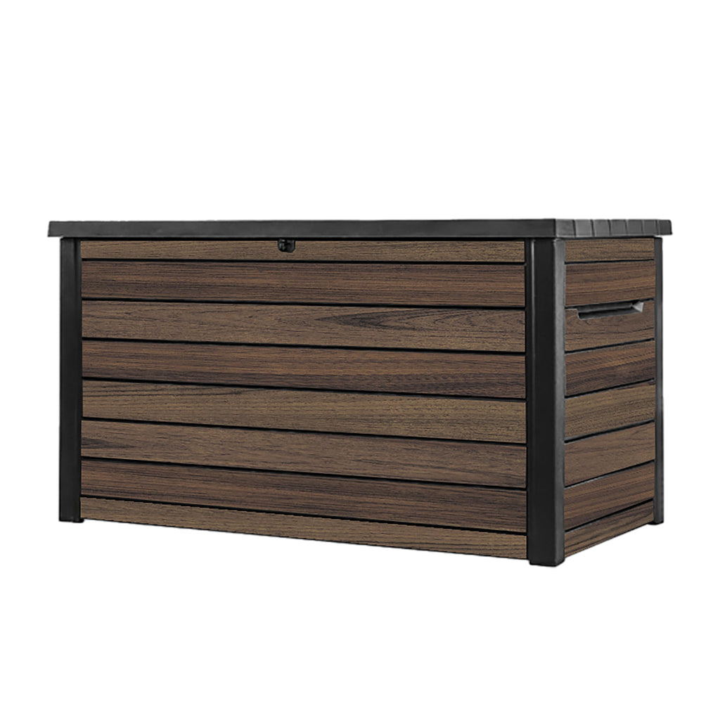 870L Large Outdoor Garden Storage Box with Lockable Lid & Extra Seating