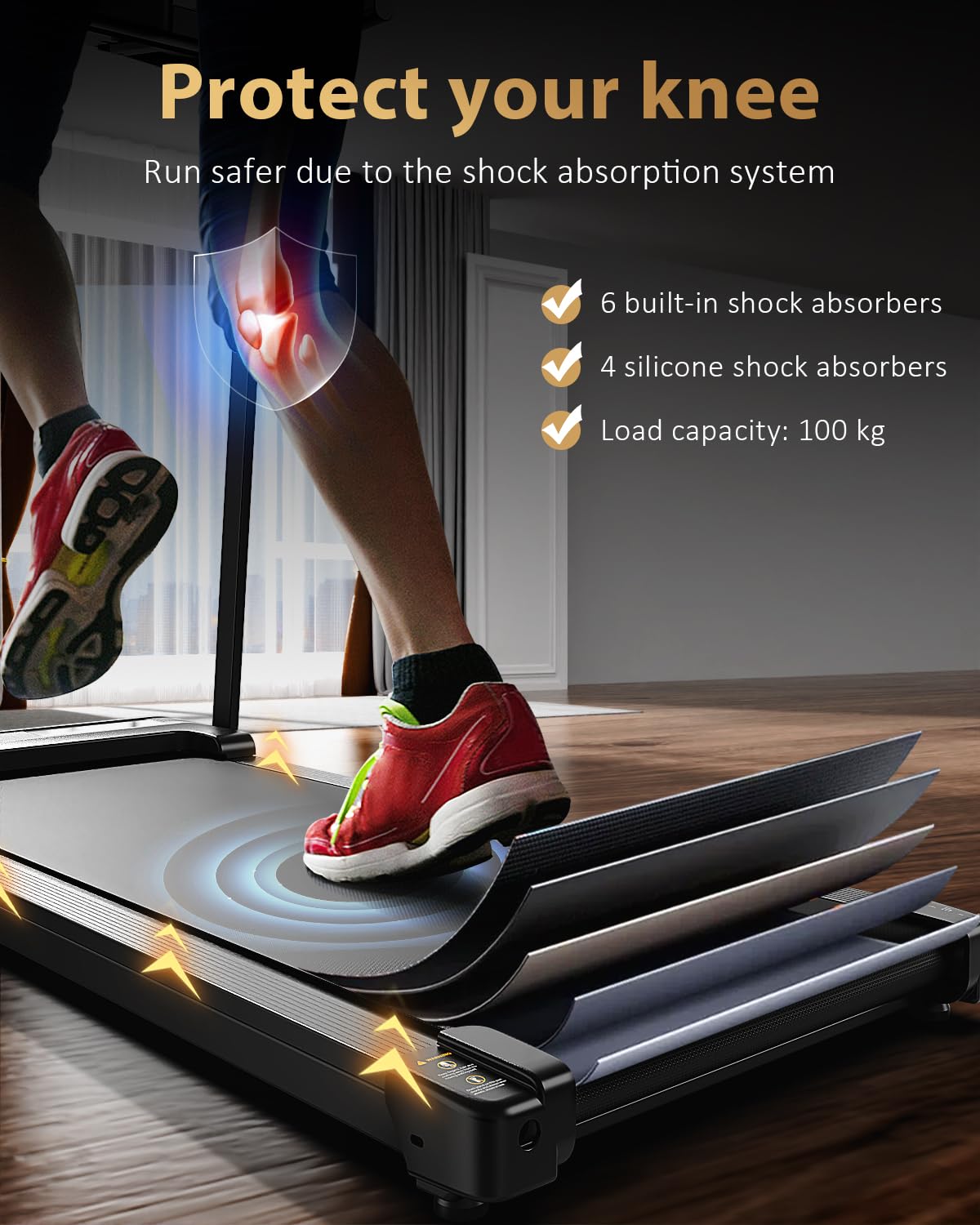 Foldable Walking Pad Treadmill with Handle, LCD Display & Compact Design