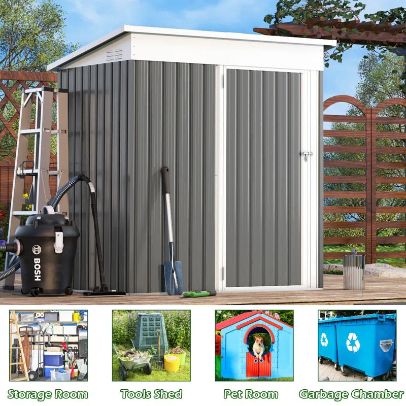 5 Ft. W X 3 Ft. D Metal Lean-To Garden Shed