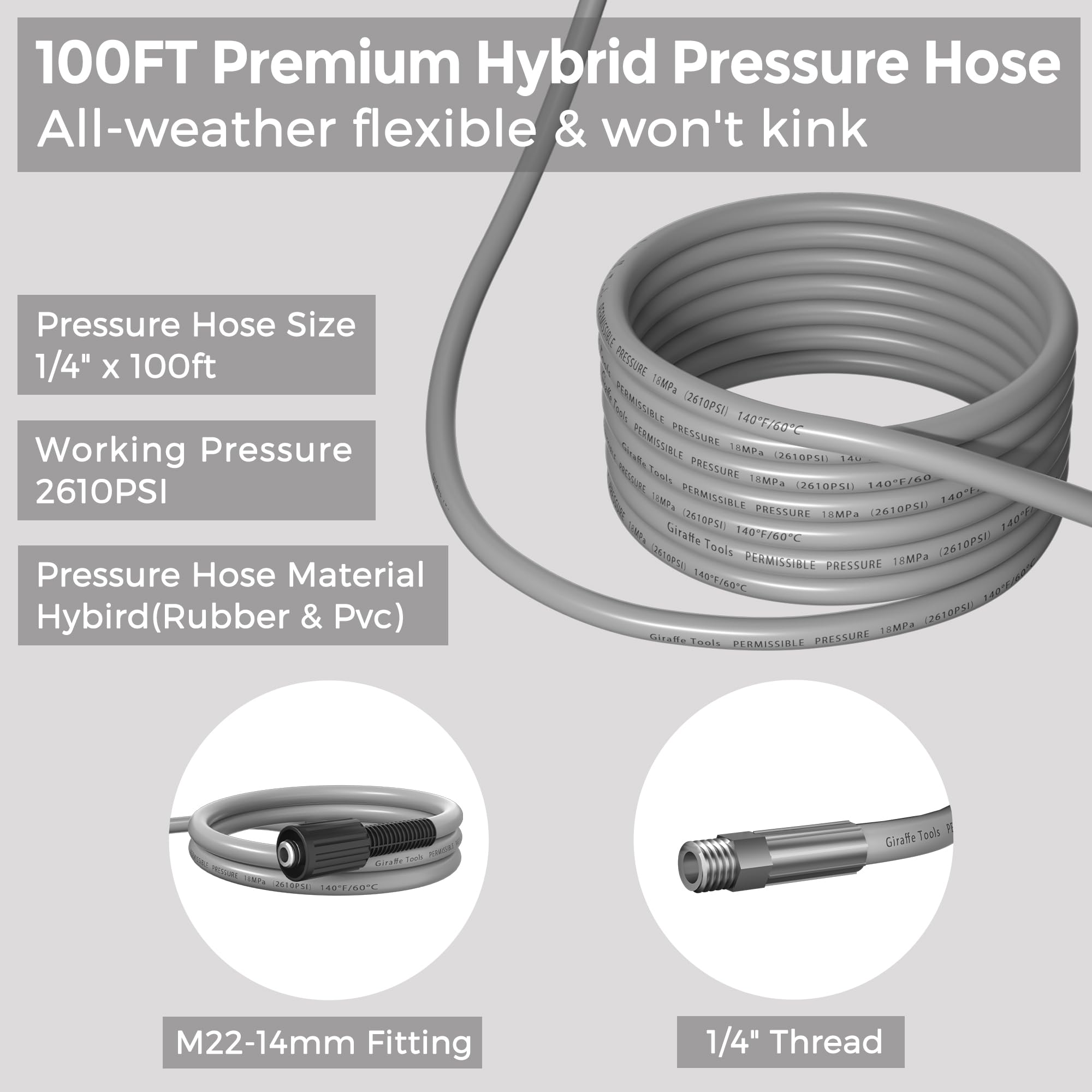 Pressure Washer Ultra-Soft Hose for Replacement - 30M