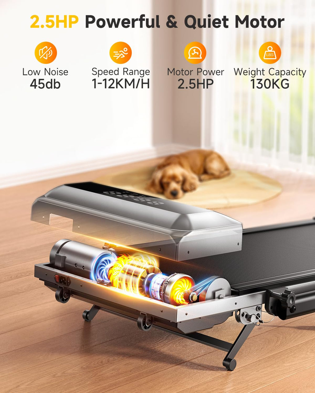 6-in-1 Folding Treadmill with Adjustable Incline, Handrail & Smart Display