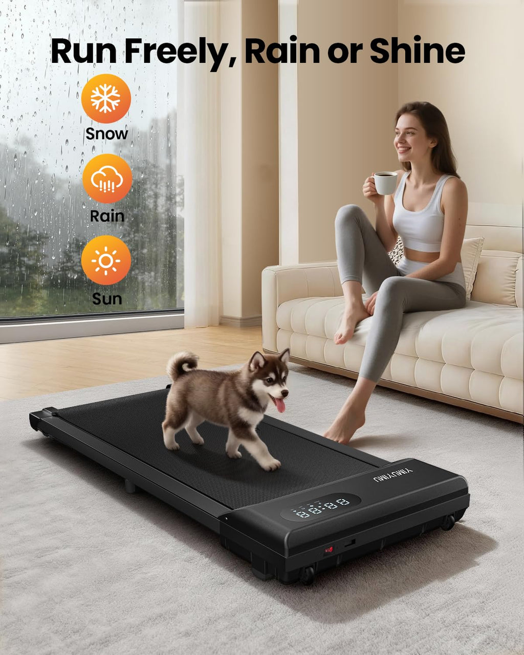 Compact Walking Pad Treadmill with Quiet Motor, Remote Control & LED Display