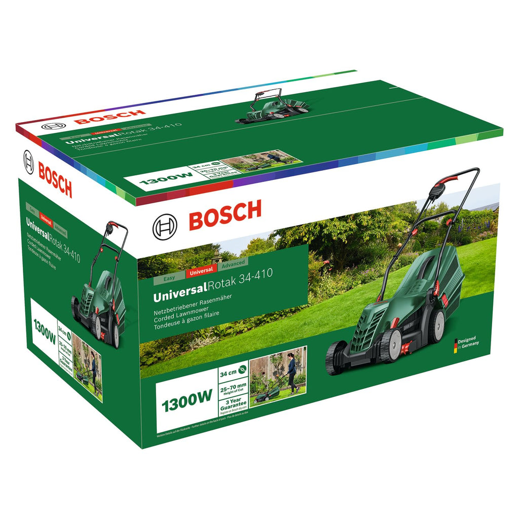 Electric Lawn Mower with 34cm Cutting Width, GrassCombs & 40L Grass Box