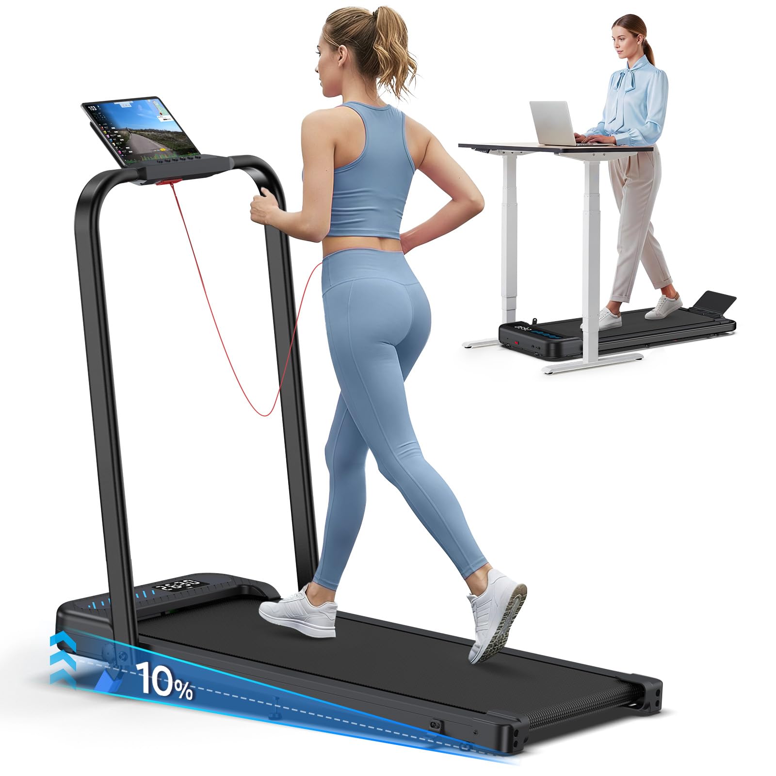 6-in-1 Folding Treadmill with Incline, Handle Bar & Smart Fitness Control