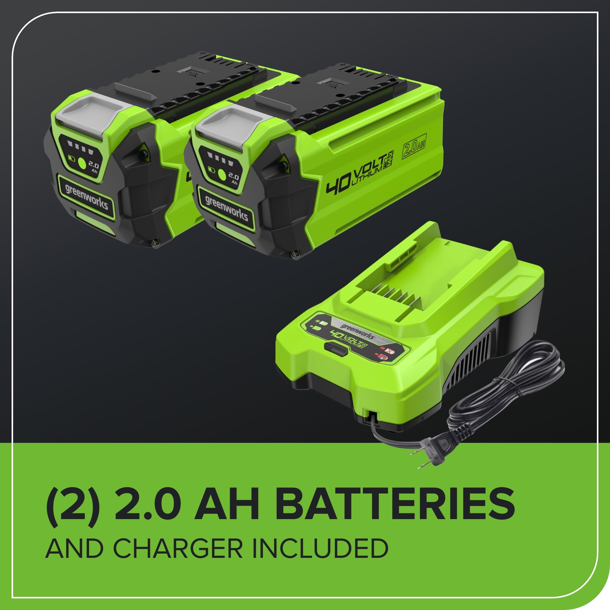 40V Cordless Lawn Mower with Batteries, Charger & 40L Grass Collection Bag