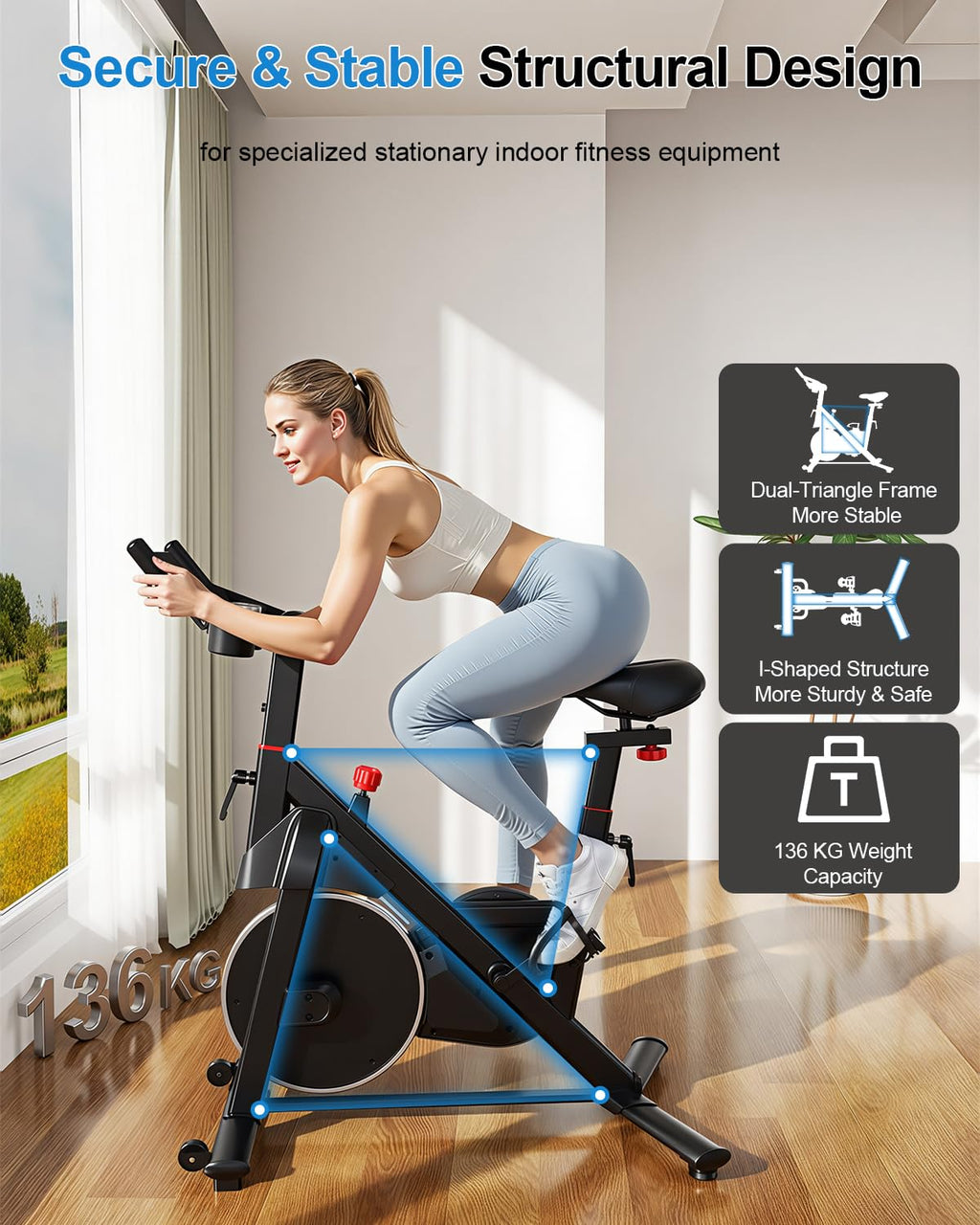 Magnetic Indoor Exercise Bike with LCD Display & Smart App Connectivity