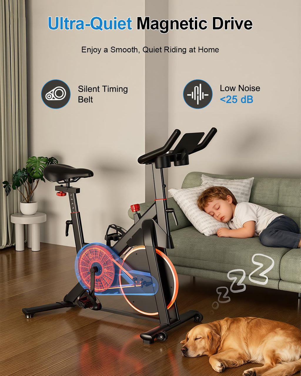 Magnetic Indoor Exercise Bike with LCD Display & Smart App Connectivity