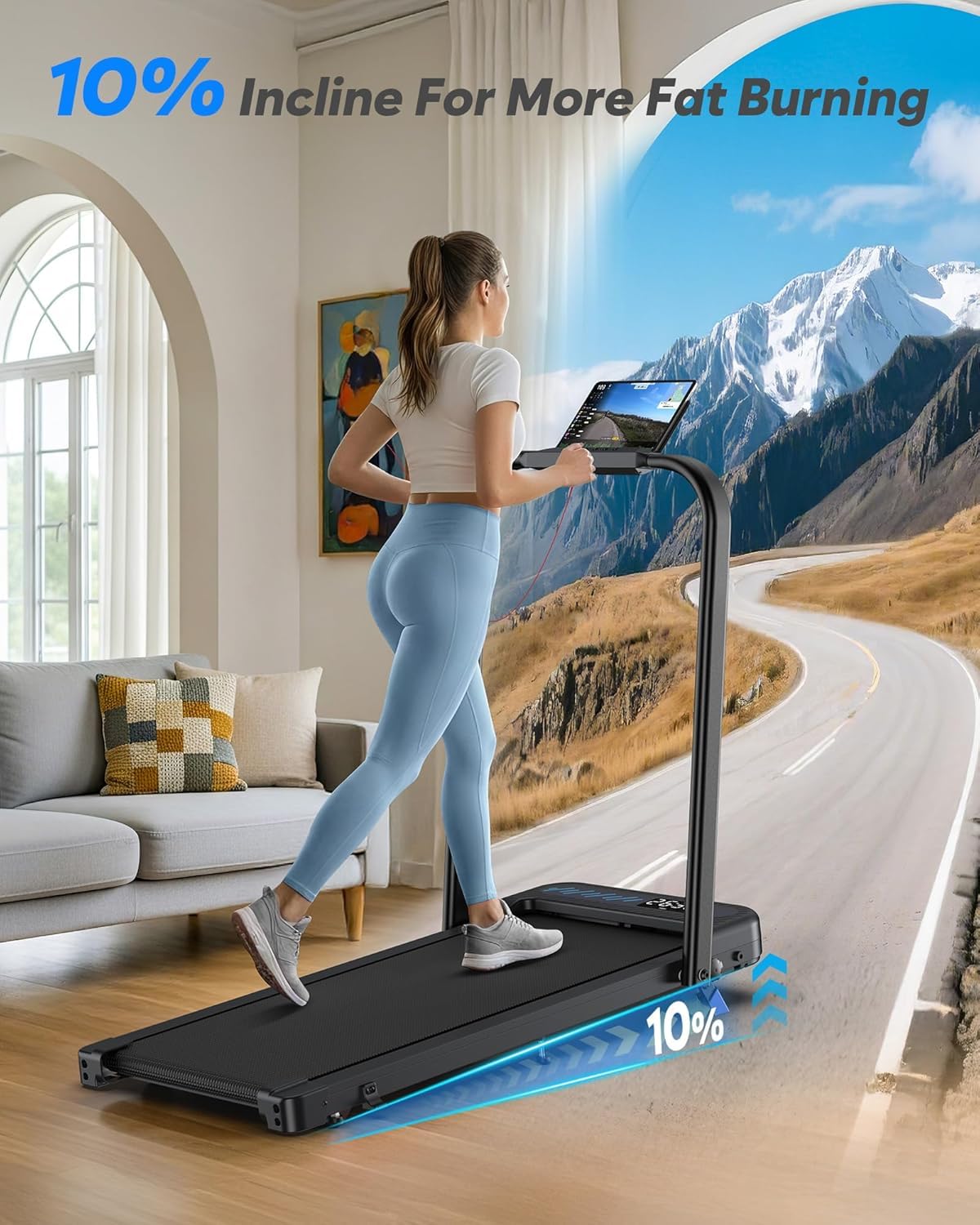 6-in-1 Folding Treadmill with Incline, Handle Bar & Smart Fitness Control