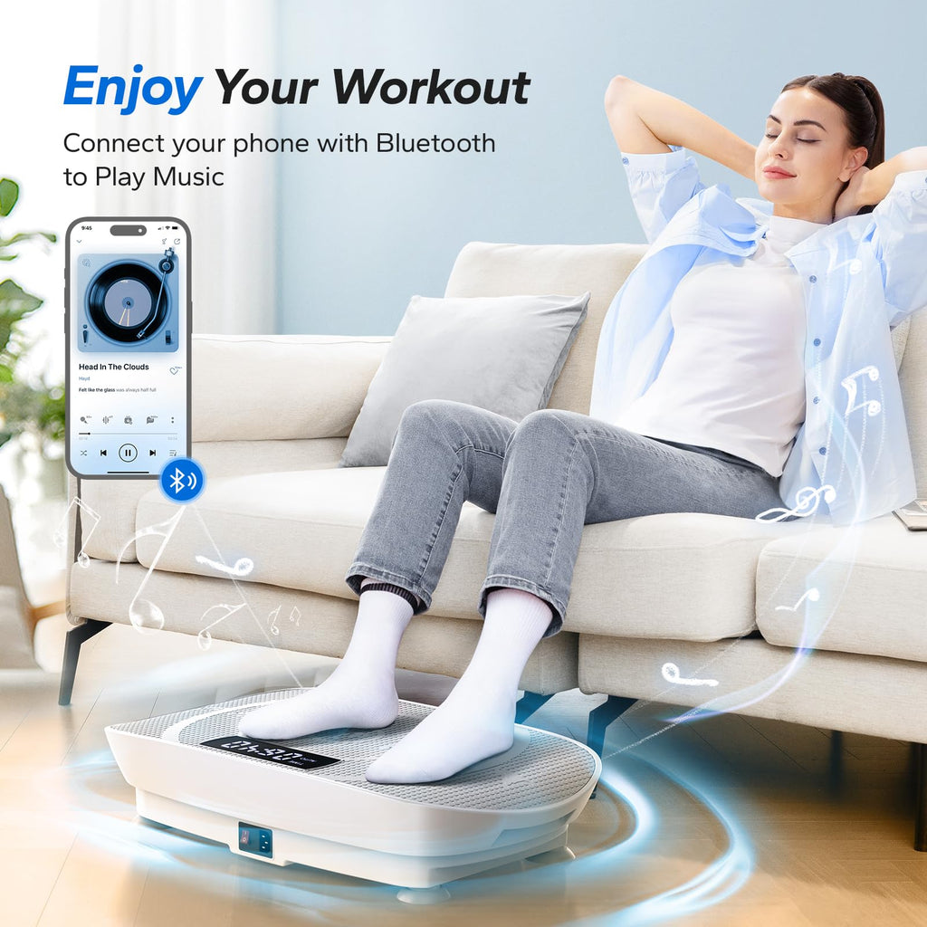 Whole Body Vibration Plate Exercise Machine with Bluetooth & Speed Control