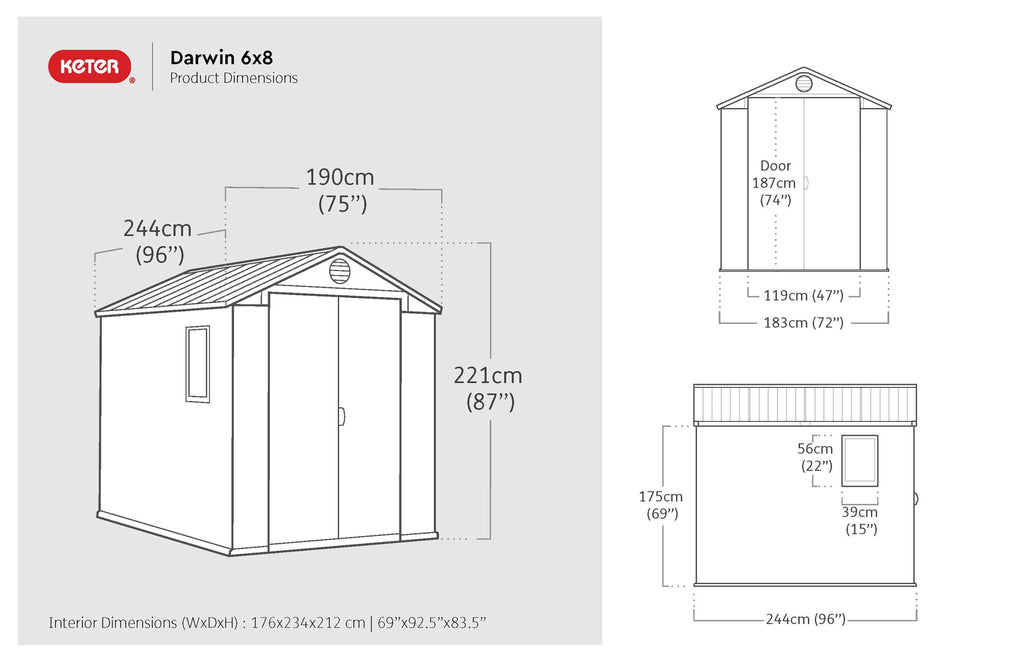 6x8ft Outdoor Garden Storage Shed with Double Doors & Weatherproof Design