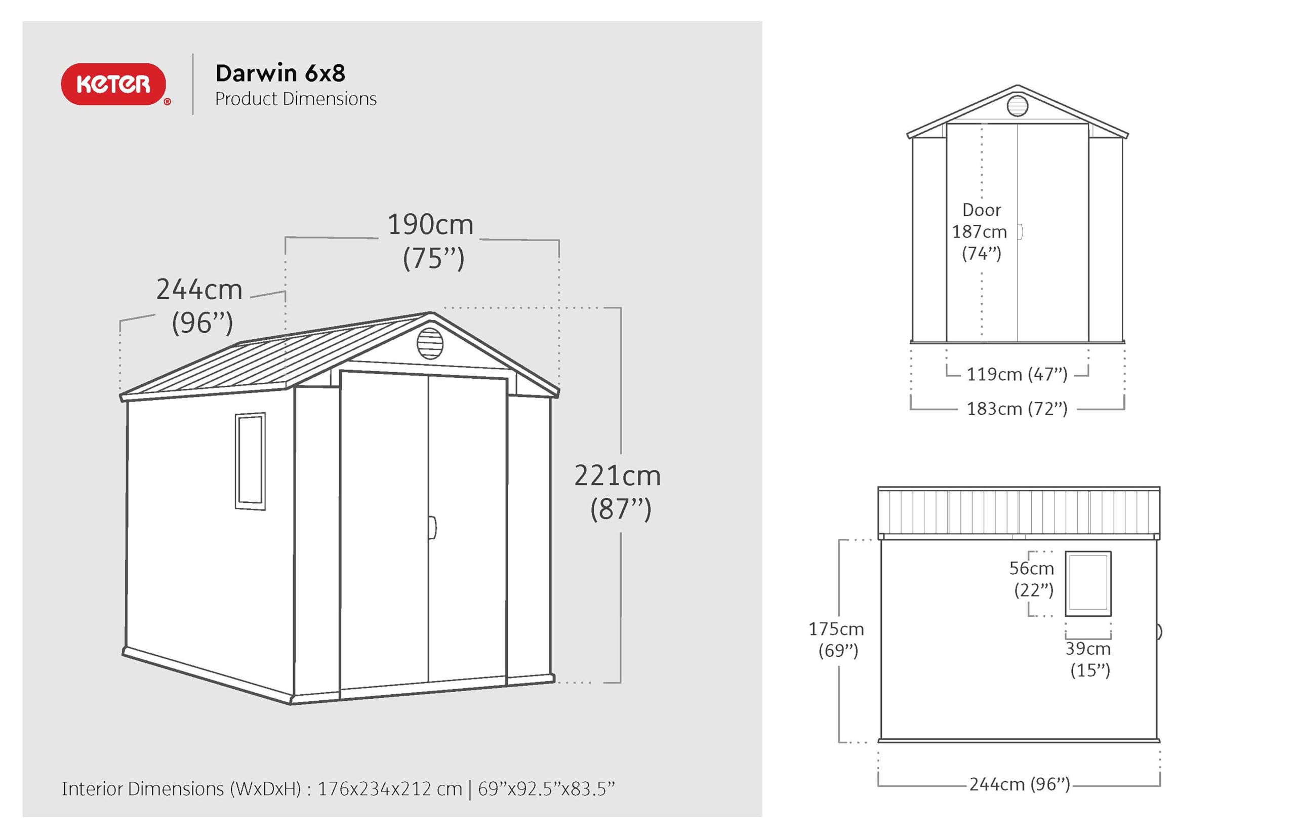 6x8ft Outdoor Garden Storage Shed with Double Doors & Weatherproof Design