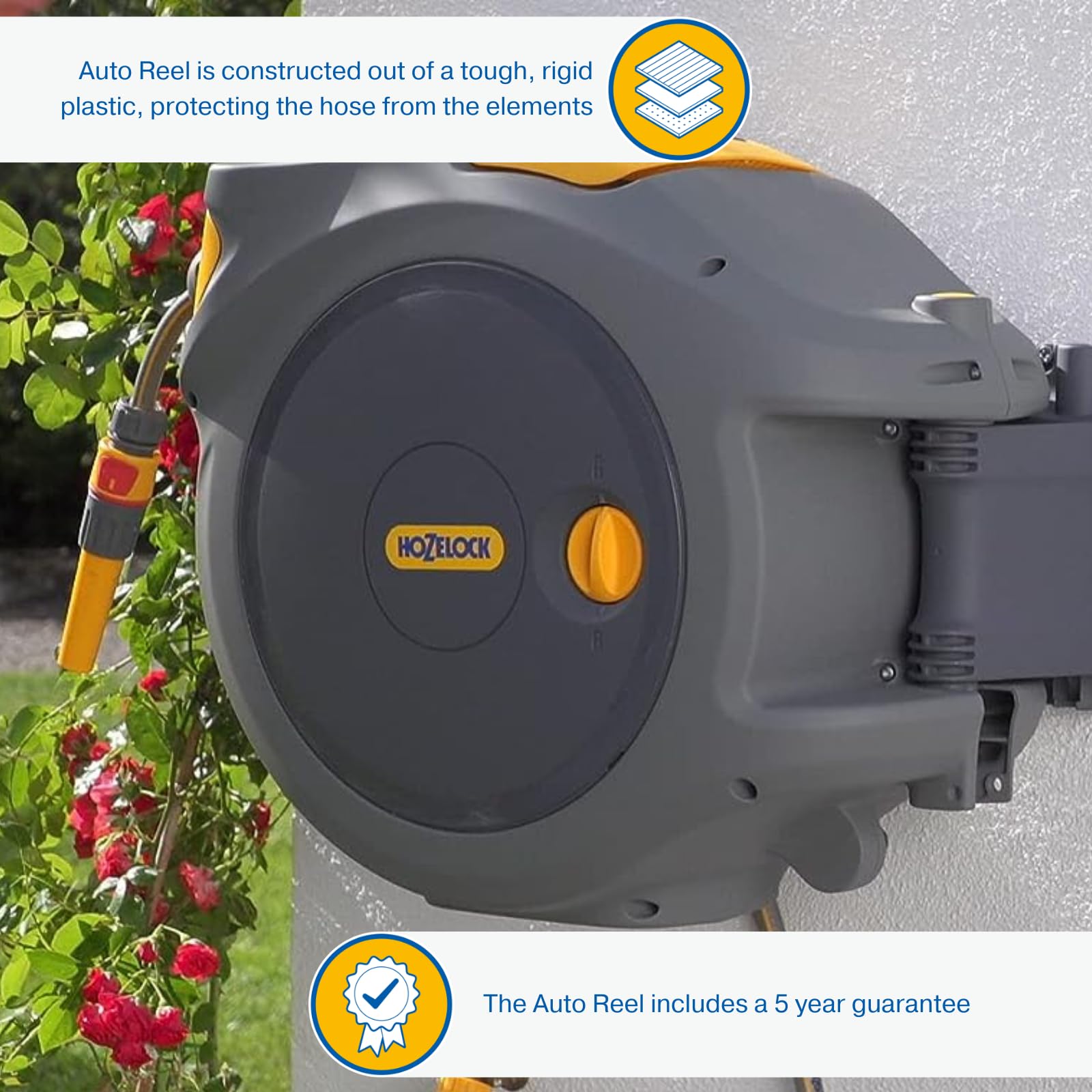 Automatic Wall Mounted Garden Hose Reel with 40M Retractable Hose