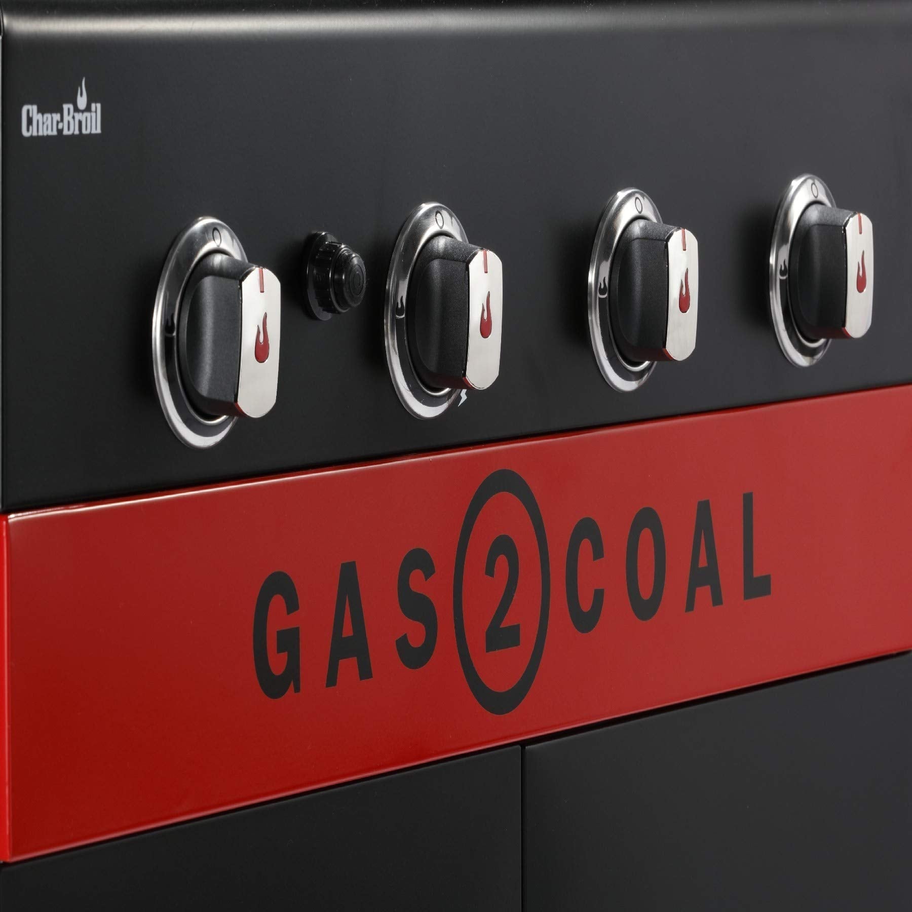 Hybrid Gas & Charcoal BBQ Grill with Cast Iron Grates & Temperature Gauge