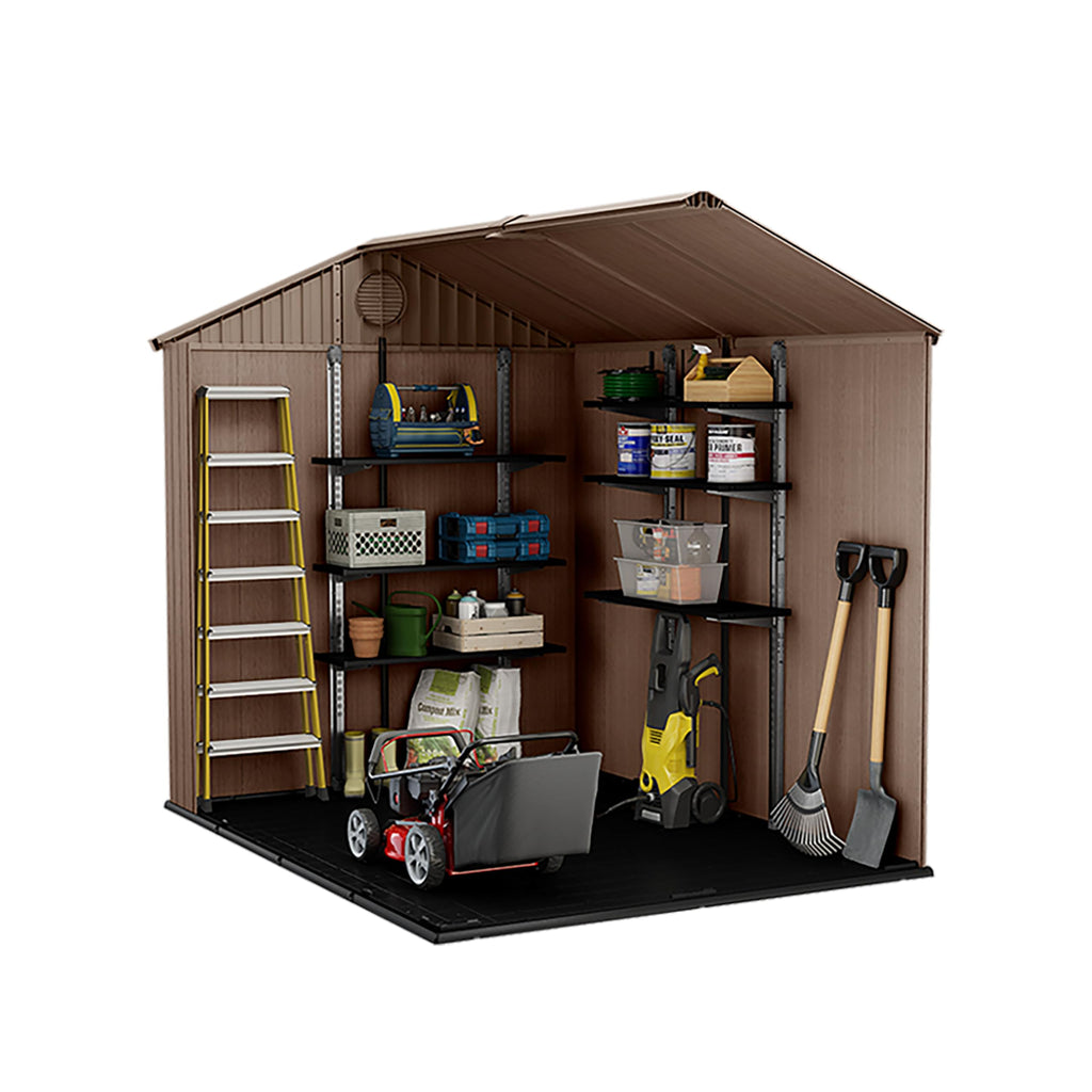 6x8ft Outdoor Garden Storage Shed with Double Doors & Weatherproof Design
