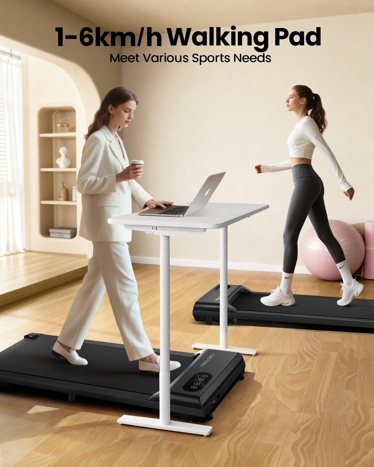 Compact Walking Pad Treadmill with Quiet Motor, Remote Control & LED Display