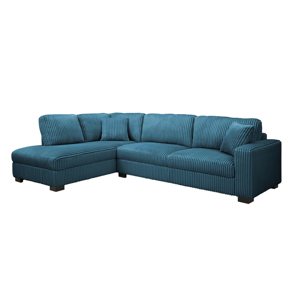 Large Corner Sofa, Left or Right Hand Corner Sofa, Couch in Upholstered Teddy Jumbo Cord or Chenille Fabric, L Shaped Sofas with Optional Footstool (Sage Green Chenille, Left Hand Facing)