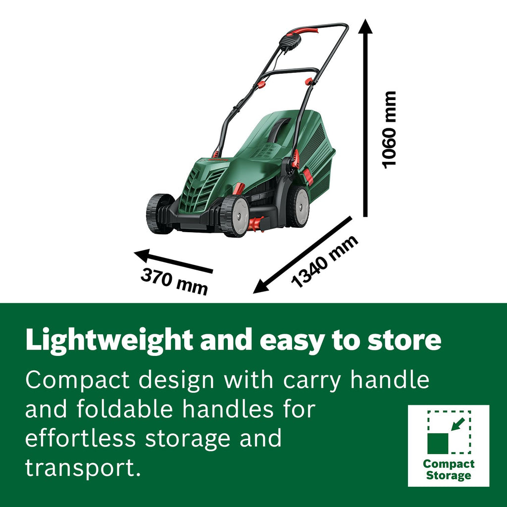 Electric Lawn Mower with 34cm Cutting Width, GrassCombs & 40L Grass Box