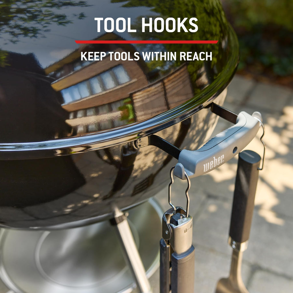 47cm Charcoal Kettle BBQ Grill with Lid Thermometer & One-Touch Cleaning System
