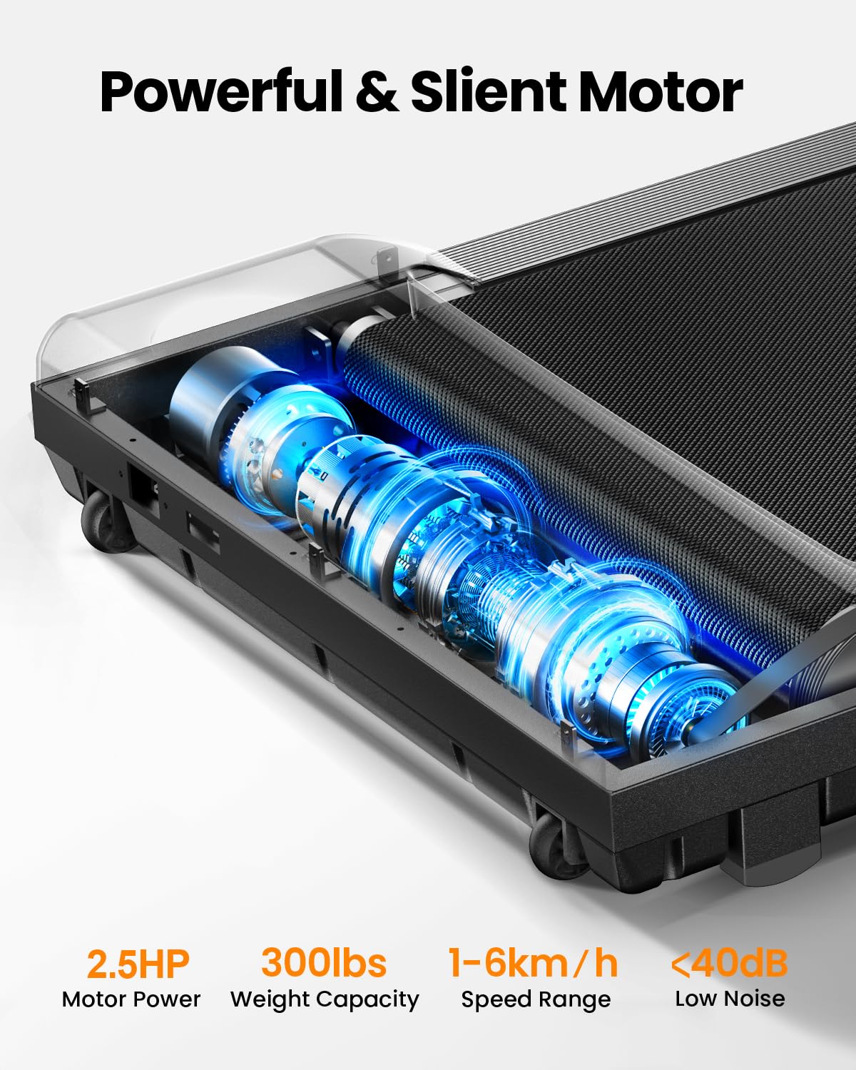 Compact Walking Pad Treadmill with Quiet Motor, Remote Control & LED Display
