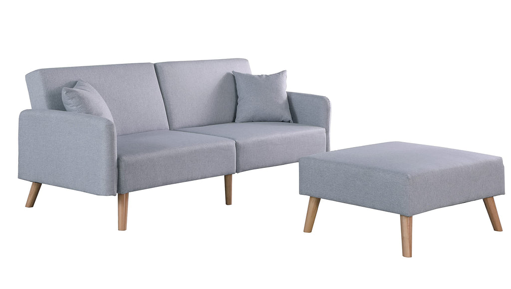 Visco Therapy Sara 2 Seater Fabric Sofa Bed in Brown, With Matching Stool, Sofa Bed for Living Room
