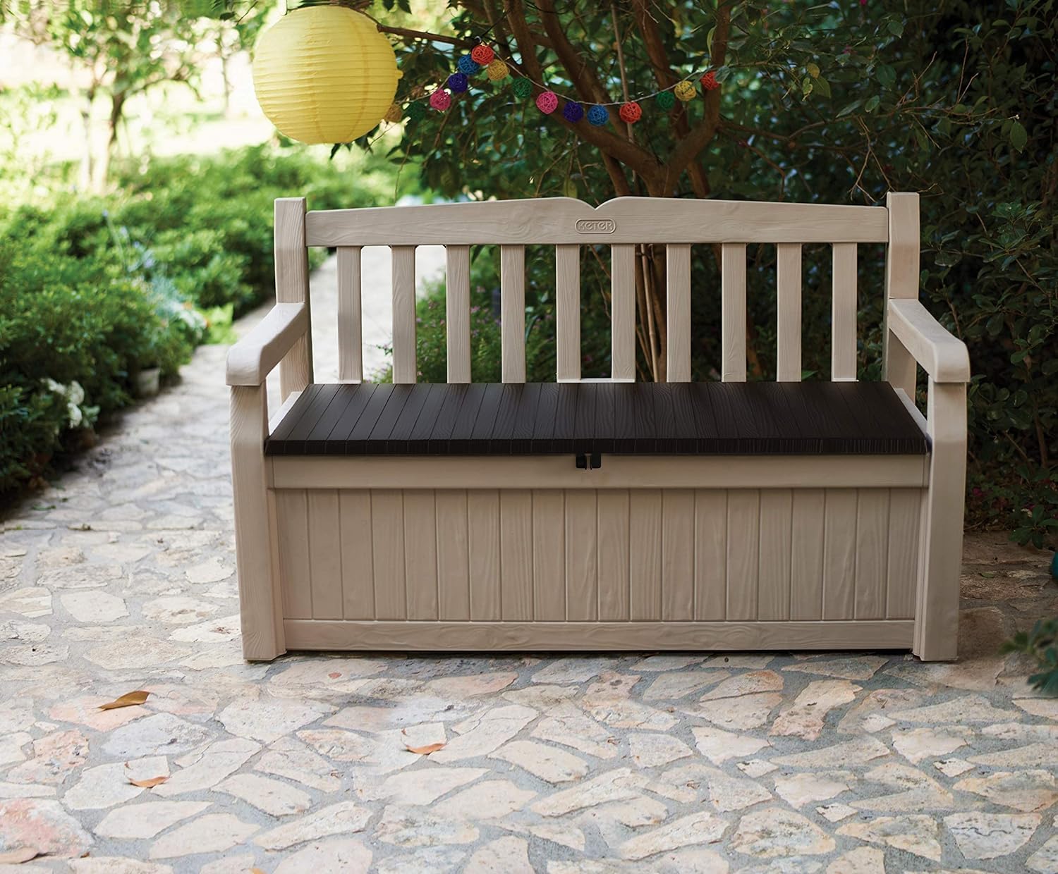 265L Outdoor Storage Bench with Hidden Storage & Weatherproof Design