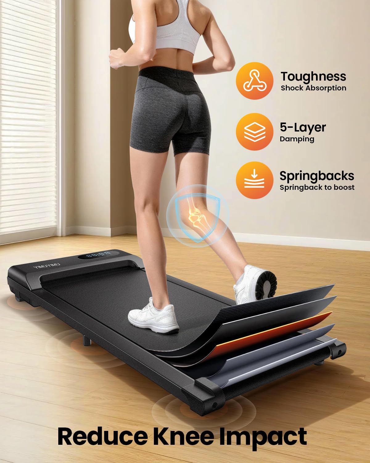 Compact Walking Pad Treadmill with Quiet Motor, Remote Control & LED Display